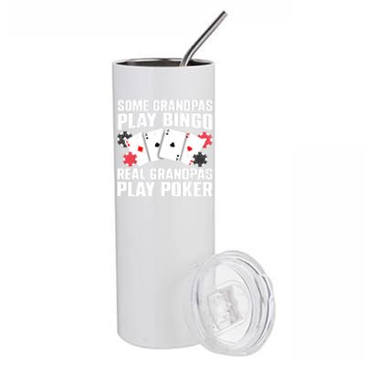 Cool Poker Lover Art For Grandpa Casino Card Gambling Stainless Steel Tumbler