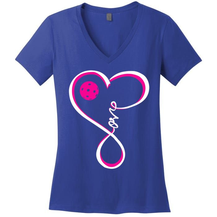 Cute Pickleball Ladies I Love Pickleball Gift Women's V-Neck T-Shirt