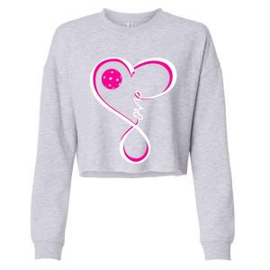 Cute Pickleball Ladies I Love Pickleball Gift Cropped Pullover Crew