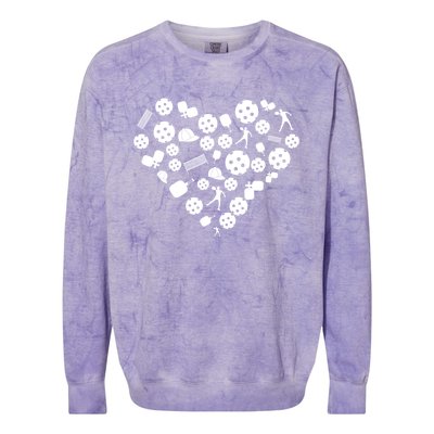 Cool Pickleball Lovers Gifts Heart Shape Valentines Day Colorblast Crewneck Sweatshirt