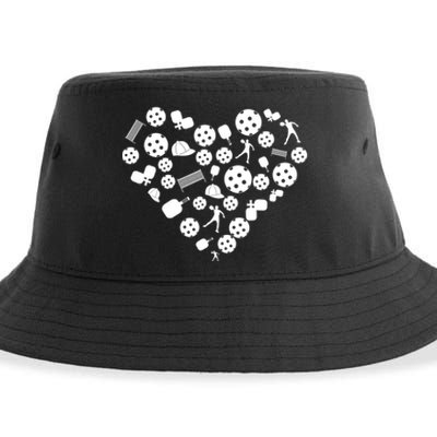 Cool Pickleball Lovers Gifts Heart Shape Valentines Day Sustainable Bucket Hat