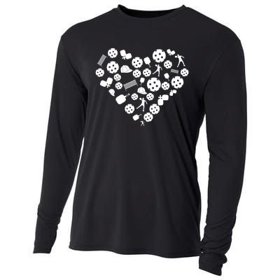 Cool Pickleball Lovers Gifts Heart Shape Valentines Day Cooling Performance Long Sleeve Crew