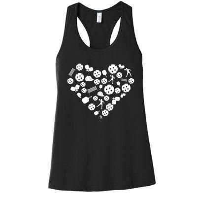 Cool Pickleball Lovers Gifts Heart Shape Valentines Day Women's Racerback Tank