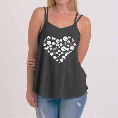 Cool Pickleball Lovers Gifts Heart Shape Valentines Day Women's Strappy Tank