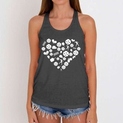 Cool Pickleball Lovers Gifts Heart Shape Valentines Day Women's Knotted Racerback Tank