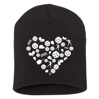 Cool Pickleball Lovers Gifts Heart Shape Valentines Day Short Acrylic Beanie