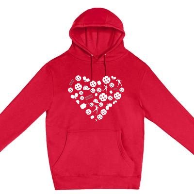 Cool Pickleball lovers Gifts Heart Shape Valentines Day Premium Pullover Hoodie