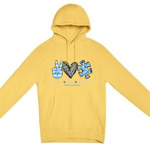 Cute Peace Love Autism Awareness Asd Teacher Cute Gift Premium Pullover Hoodie