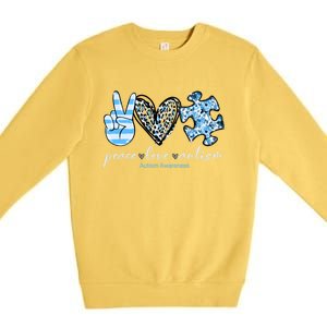 Cute Peace Love Autism Awareness Asd Teacher Cute Gift Premium Crewneck Sweatshirt