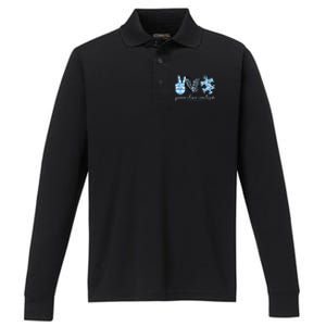 Cute Peace Love Autism Awareness Asd Teacher Cute Gift Performance Long Sleeve Polo