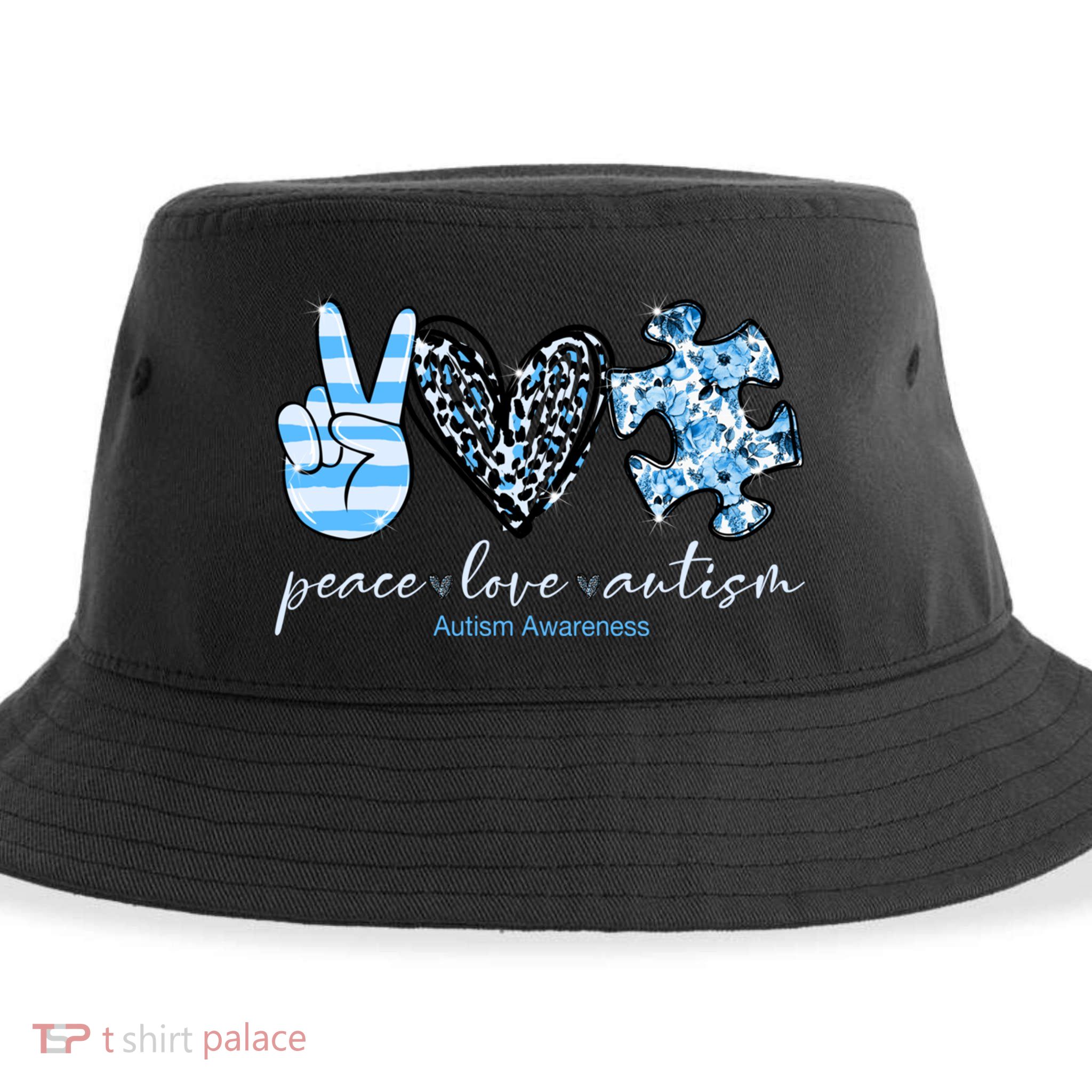 Cute Peace Love Autism Awareness Asd Teacher Cute Gift Sustainable Bucket Hat