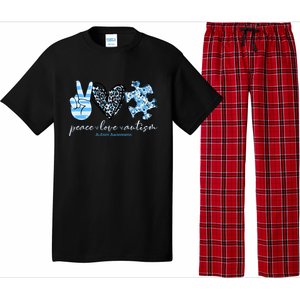 Cute Peace Love Autism Awareness Asd Teacher Cute Gift Pajama Set