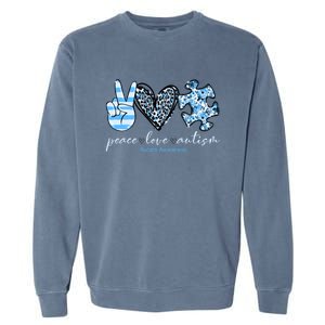 Cute Peace Love Autism Awareness Asd Teacher Cute Gift Garment-Dyed Sweatshirt