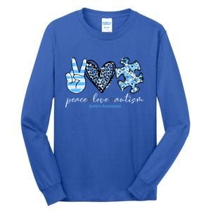 Cute Peace Love Autism Awareness Asd Teacher Cute Gift Tall Long Sleeve T-Shirt