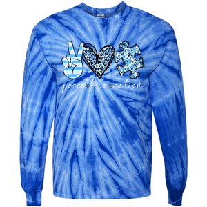 Cute Peace Love Autism Awareness Asd Teacher Cute Gift Tie-Dye Long Sleeve Shirt