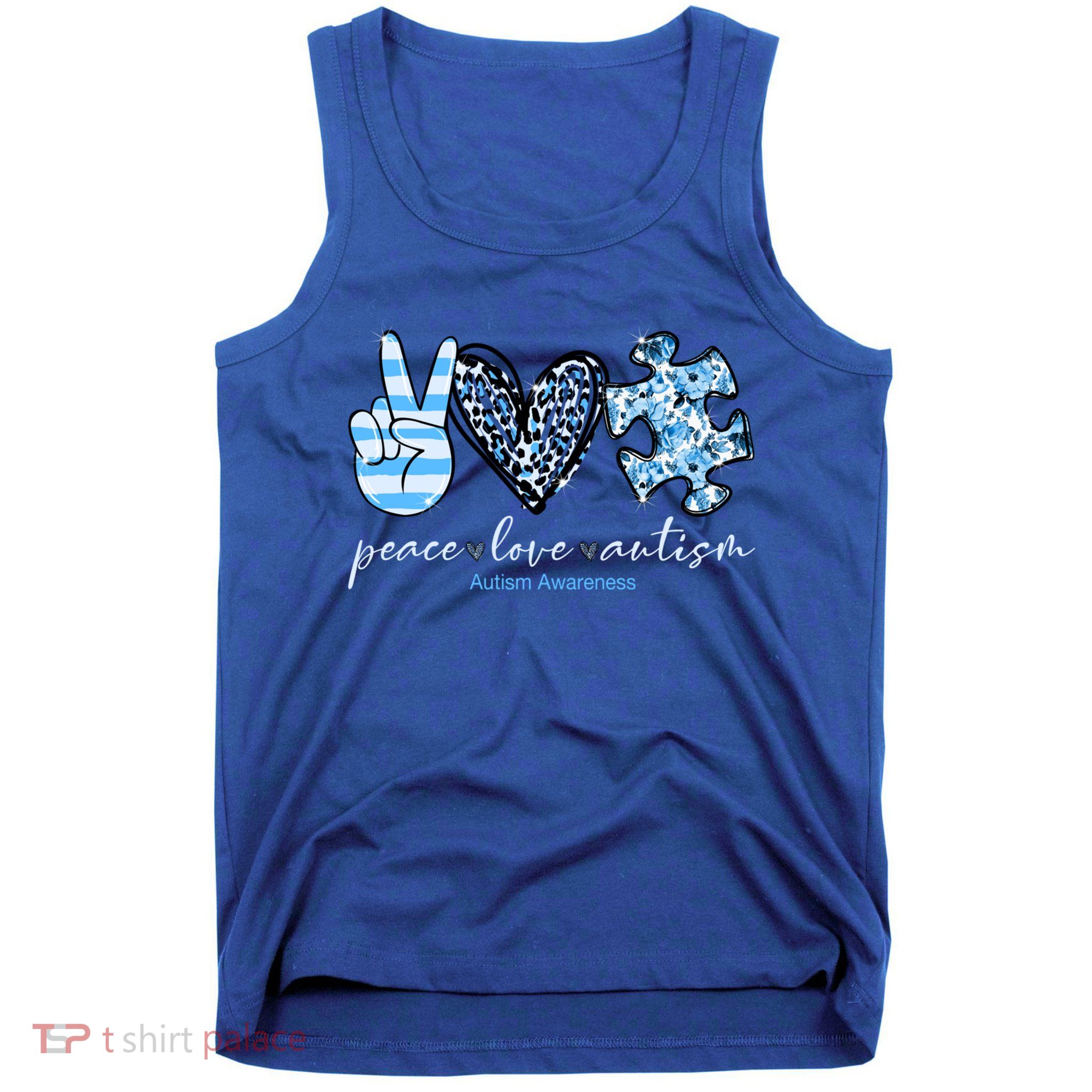 Cute Peace Love Autism Awareness Asd Teacher Cute Gift Tank Top