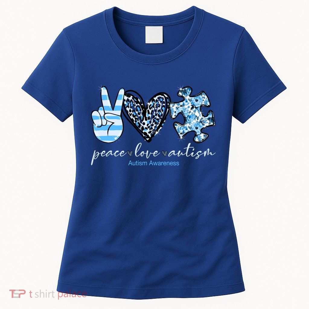 Cute Peace Love Autism Awareness Asd Teacher Cute Gift Womens T-Shirt
