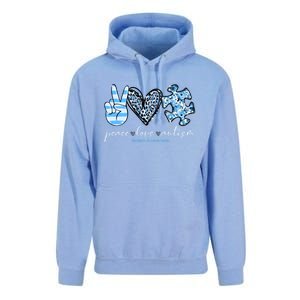 Cute Peace Love Autism Awareness Asd Teacher Cute Gift Unisex Surf Hoodie