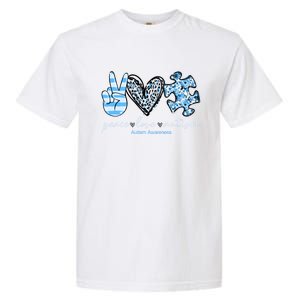 Cute Peace Love Autism Awareness Asd Teacher Cute Gift Garment-Dyed Heavyweight T-Shirt