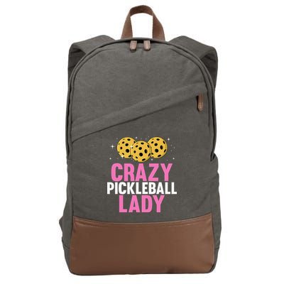 Crazy Pickleball Lady Funny Pickleball Gifts for  Cotton Canvas Backpack