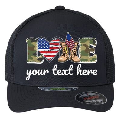 Custom Personalized Love Military Flexfit Unipanel Trucker Cap