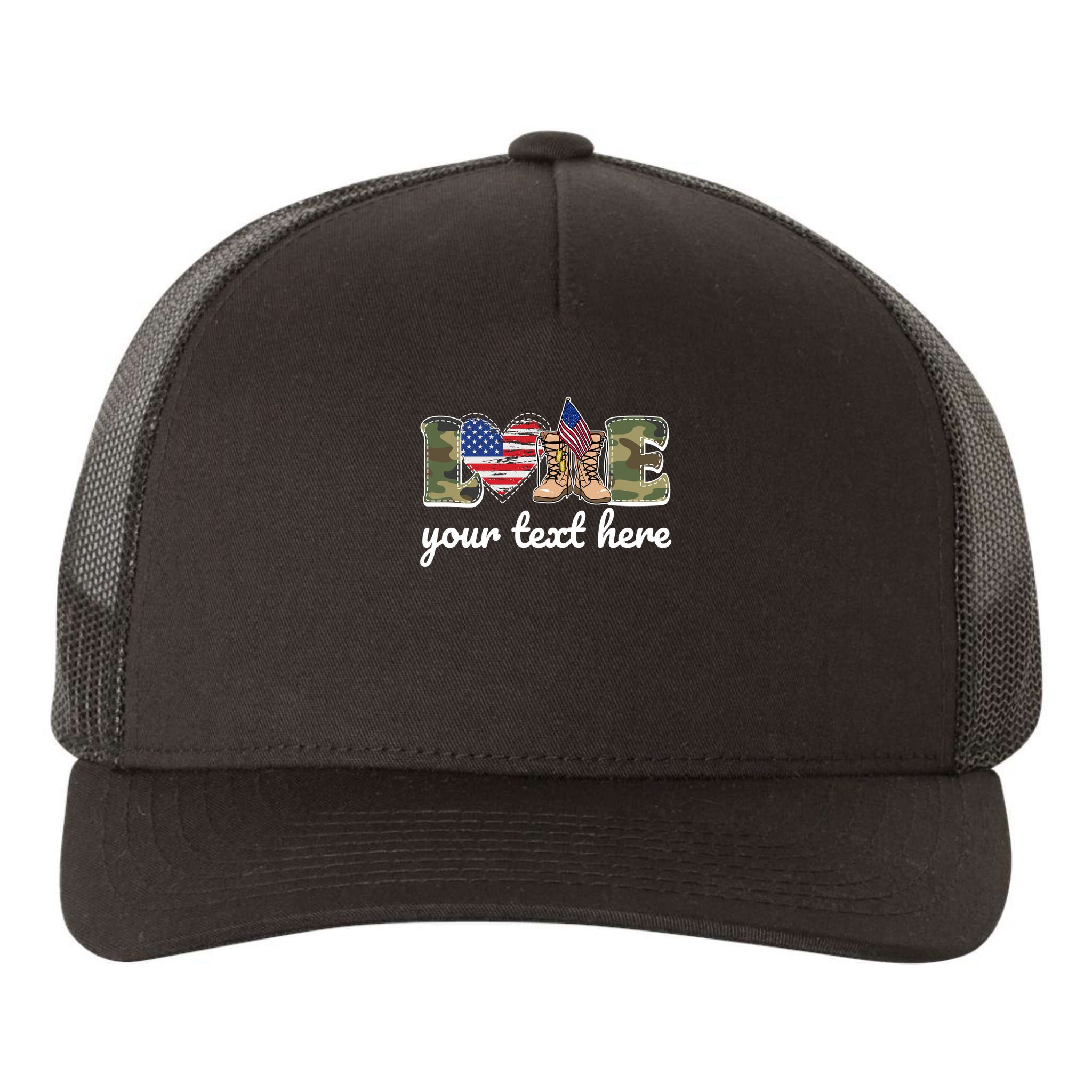 Custom Personalized Love Military Yupoong Adult 5-Panel Trucker Hat
