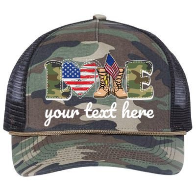 Custom Personalized Love Military Retro Rope Trucker Hat Cap