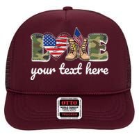 Custom Personalized Love Military High Crown Mesh Back Trucker Hat