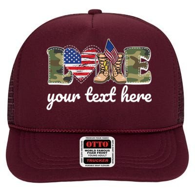 Custom Personalized Love Military High Crown Mesh Back Trucker Hat