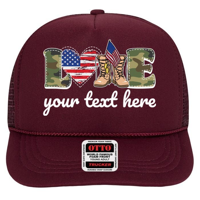 Custom Personalized Love Military High Crown Mesh Back Trucker Hat