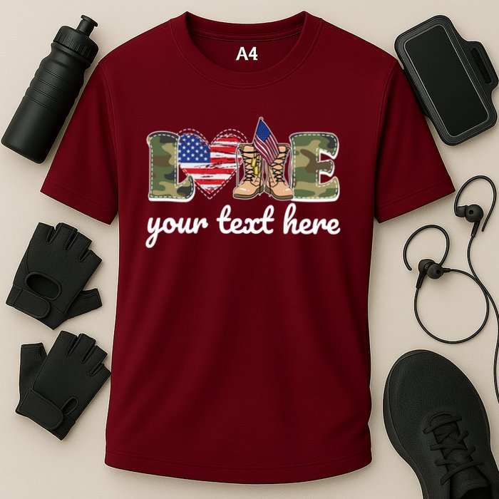 Custom Personalized Love Military Cooling Performance Crew T-Shirt