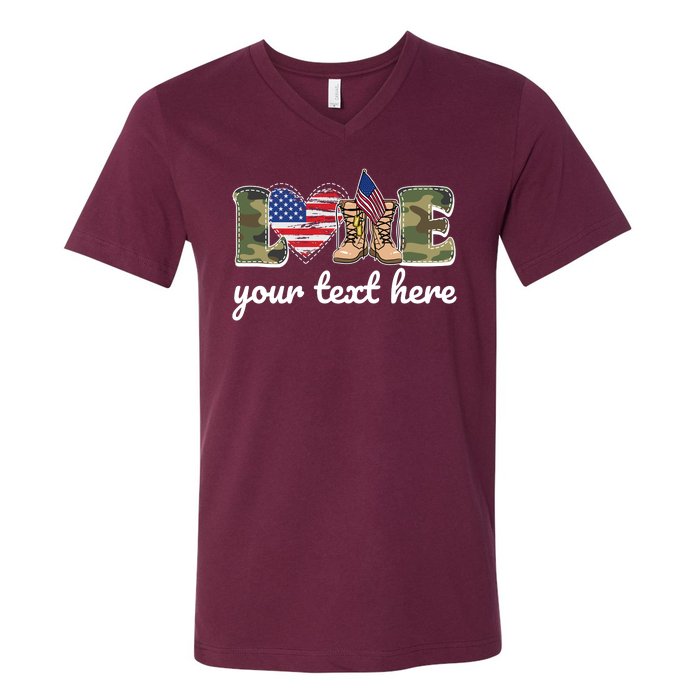 Custom Personalized Love Military V-Neck T-Shirt