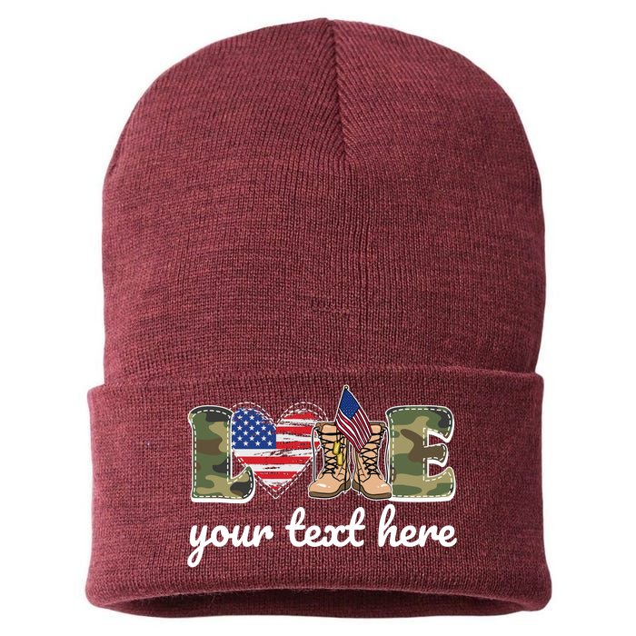 Custom Personalized Love Military Sustainable Knit Beanie