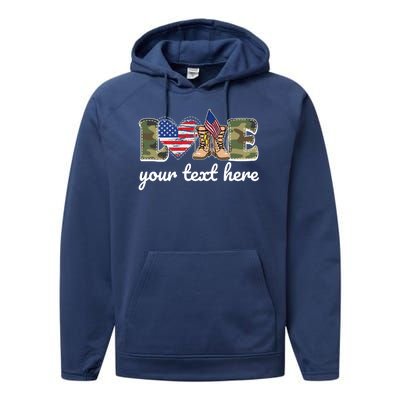 Custom Personalized Love Military Performance Fleece Hoodie