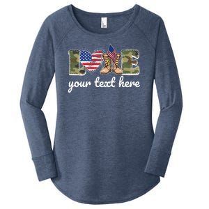 Custom Personalized Love Military Women's Perfect Tri Tunic Long Sleeve Shirt