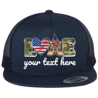 Custom Personalized Love Military Flat Bill Trucker Hat