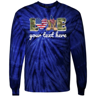 Custom Personalized Love Military Tie-Dye Long Sleeve Shirt