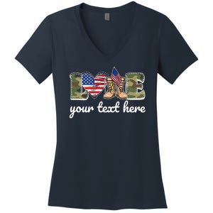 Custom Personalized Love Military Women's V-Neck T-Shirt