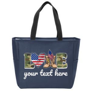 Custom Personalized Love Military Zip Tote Bag