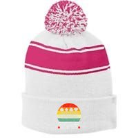 Cribbage Players Lovers Cribbage Board Game Fans Stripe Pom Pom Beanie