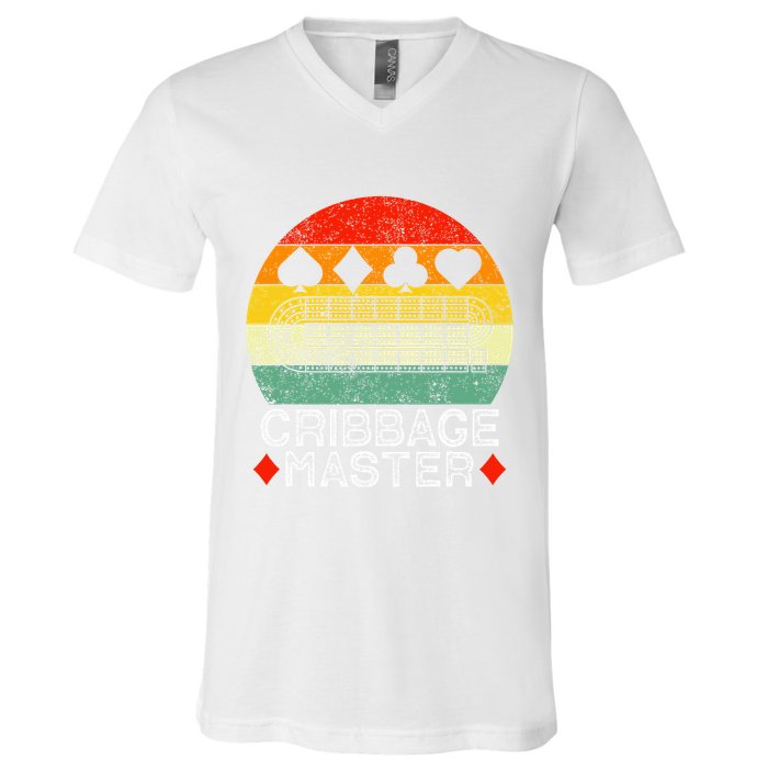 Cribbage Players Lovers Cribbage Board Game Fans V-Neck T-Shirt
