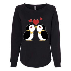 Cute Penguin Lovers Kissing Heart Valentine's Day Gift Womens California Wash Sweatshirt