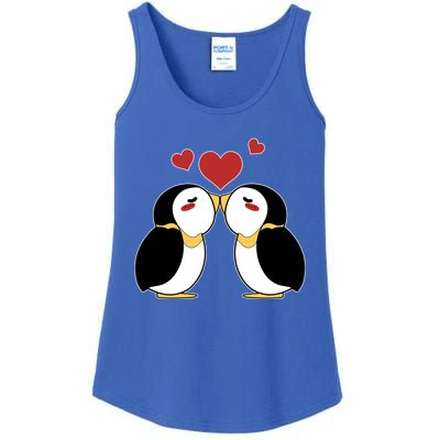 Cute Penguin Lovers Kissing Heart Valentine's Day Gift Ladies Essential Tank