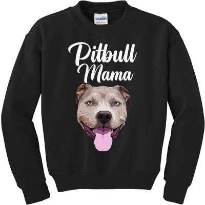 Cool Pitbull Mom For Women Mama Pitbull Owner Dog Lover Kids Sweatshirt