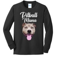 Cool Pitbull Mom For Women Mama Pitbull Owner Dog Lover Kids Long Sleeve Shirt