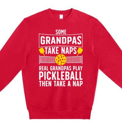 Cool Pickleball Men Grandpa Paddle Sport Pickleball Player Premium Crewneck Sweatshirt