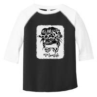 Cow Print Mom Life Messy Bun Hair Toddler Fine Jersey T-Shirt