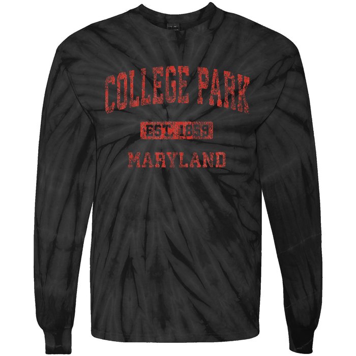 College Park Maryland Md Vintage Athletic Tie-Dye Long Sleeve Shirt