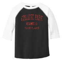 College Park Maryland Md Vintage Athletic Toddler Fine Jersey T-Shirt