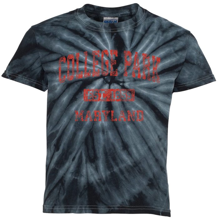 College Park Maryland Md Vintage Athletic Kids Tie-Dye T-Shirt